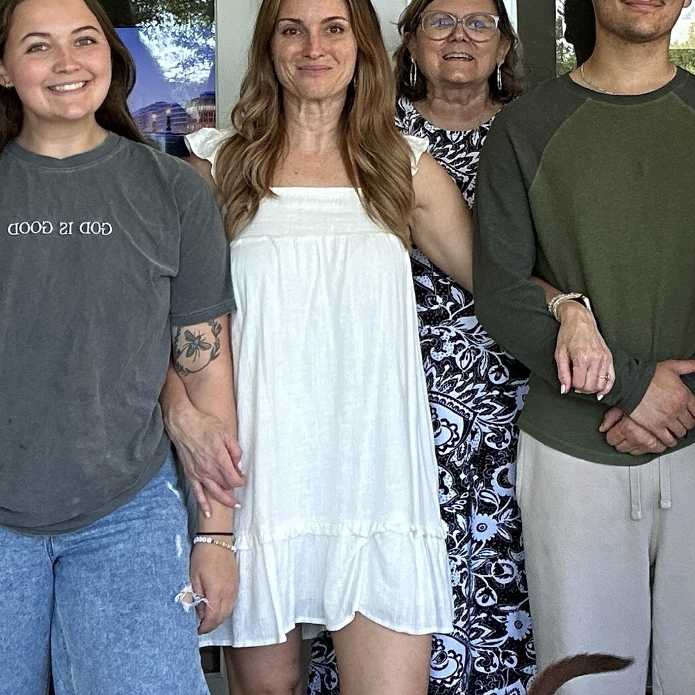Casual Summer Group Photo on Covered Porch